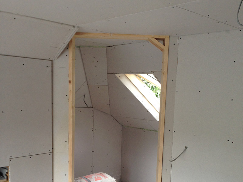 Plasterboard before plastering